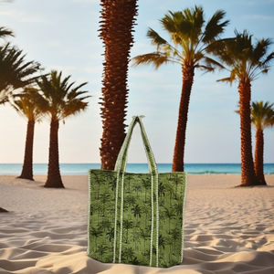 Sac à main en coton pur pour femmes, couleur unie, fermeture à glissière, tendance printemps-été, sac tendance, imprimé en bloc, utilisation à la plage - Product Image 1
