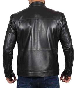 New Fashion 2026 Men Genuine Leather Biker Jacket Waterproof Breathable <b>Winter</b> Manufacturer - Product Image 3