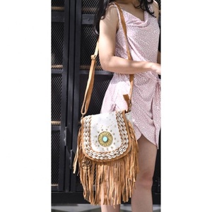 LW Handmade Brown Leather Saddle Bag <b>Unique</b> Leopard Cow Print Western Fringe Purse with Single Strap Vintage Dress Lady Style - Product Image 6