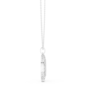 Collier Pendentif Disque Vintage de Luxe Plaqué Rhodium avec Diamant de Laboratoire Pavé de 1,15 CT, Médaillon Géométrique Halo, Bijou Élégant - Product Image 2