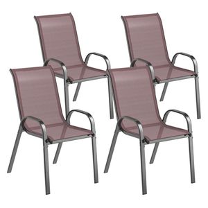 Set di 4 Sedie da Esterno Marroni con Schienale per Terrazza e Giardino - Product Image 5