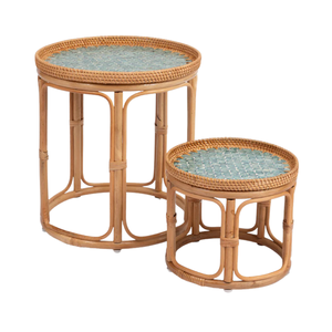 Modern Luxury Lightweight Eco-friendly Rattan Boho <b>Nesting</b> Coffee <b>Table</b> Set for Home and Hotel Interior Decoration - Product Image 1