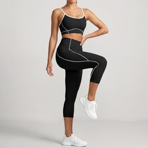 OEM Custom Logo Gym Fitness Clothing Outfits Active Wear 2 Pieces High Waist <b>Leggings</b> Yoga Sets for <b>Women</b> - Product Image 2
