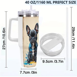Vaso de Acero Inoxidable de 40oz con Diseño de Bulldog Francés para Degustación de Vinos y Recorridos por Viñedos - Product Image 4
