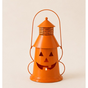 Metal Halloween Pumpkin <b>Lantern</b> Tealight Holder Orange Jack-O-<b>Lantern</b> Candle Holder for Spooky Fall Home Decor and Outdoor - Product Image 1