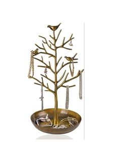 Organisateur de bijoux inspiré des arbres avec oiseau doré et style de rangement élégant pour la vanité et la décoration de chambre, vente en gros depuis l'Inde - Product Image 1