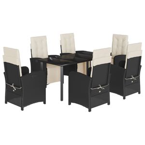 Set da pranzo da giardino in polyrattan nero da 7 pezzi con cuscini, mobili da esterno in stile contemporaneo, resistenti alle intemperie - Product Image 4