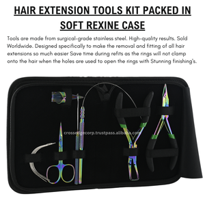 Le nouveau kit d'outils d'extension de cheveux arc-en-ciel comprend une pince à sertir pour mini ciseaux et des perles de micro-lien - Product Image 5