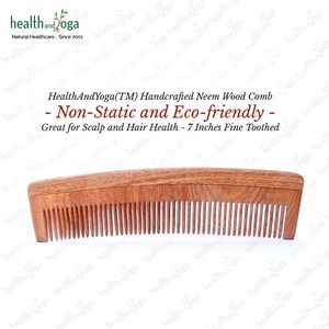 HealthAndYoga PureTress Neem Wood Fine Tooth Hair <b>Comb</b> Anti Frizz Natural Wooden Styling <b>Comb</b> - Product Image 4