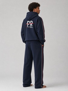 Classic Men Tracksuit Set Stand Collar Zip Jacket and Elastic Waist Jogger Pants Lightweight <b>Athletic</b> Workout Running Casual - Product Image 3
