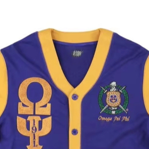Omeg Psi Phi <b>Cardigan</b> with Chenille Logos 100% Cotton Simple Casual Solid Design for Women - Product Image 2