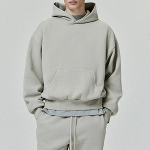 Sudadera con Capucha Extra Grande para Hombre, Color Gris Sólido, Felpa de Algodón, Ropa Casual de Otoño - Product Image 6