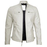 Veste en cuir de vachette beige OEM 2026 pour homme – 100 % haute qualité, faible MOQ, grandes tailles, hiver, col montant, logo frontal, écologique, imperméable