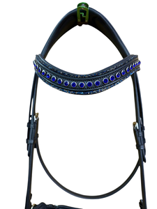 Bridon d'équitation en cuir NIDA Premium avec frontales ornées de cristaux, rembourrage doux, personnalisable pour les tailles -PONY - COB-FULL - Product Image 4