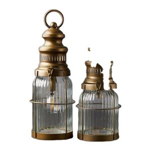 ผู้ขายชั้นนําการออกแบบที่หรูหราโลหะโคมไฟแก้วทองเหลืองโบราณงานแต่งงานใช้โคมไฟตกแต่งบ้านสวนใช้ - Product Image 1