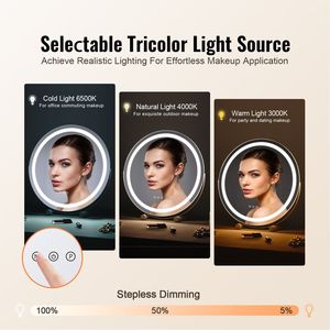 Smart Touch Control LED Makeup <b>Mirror</b> 20 <b>Vanity</b> <b>Mirror</b> <b>Lights</b> 360 5X Magnification 3 Color Lighting Modes - Product Image 2