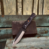 Couteau utilitaire forgé sur mesure très demandé avec lame noire à motifs et manche en bois à triple rivet |   OEM de qualité industrielle