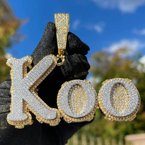D'VINS JEWELS 14K Solid <b>Gold</b> Brilliant Cut Diamond Custom Letter Charm Pendant Hip Hop Style Unisex IGI Certified Everyday Wear - Product Image 4