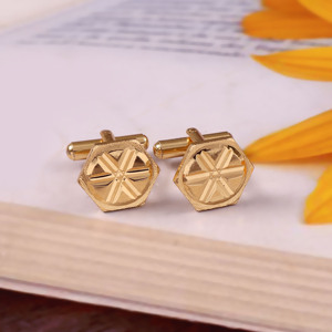 Mancuernillas Hexagonales Grabadas en Tono Oro Platino para Hombre, Geométricas, Formales, para Camisa, Boda, Novio, Negocios, Regalo de Navidad, Accesorios - Product Image 1