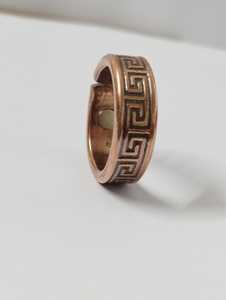 Anillo de Cobre Ajustable Hecho a Mano con Grabado de Corazón y Geométrico, Banda Abierta de Cobre Puro, Joyería de Moda Unisex - Product Image 2