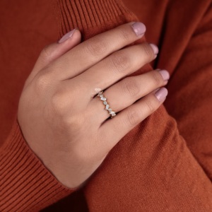 Baguette Lab Grown Diamond Full Eternity Band 14K Yellow Gold Alternating Minimalist Wedding Ring <b>Bridal</b> Handmade Jewelry Her - Product Image 3