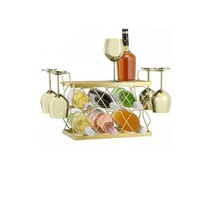 Support de rangement rectangulaire en métal noir à 2 niveaux pour 7 bouteilles de vin, décoratif, idéal pour la maison, le club ou le bar - Vente chaude - Product Image 2