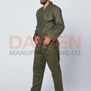 Kimono de BJJ vert olive pour homme, 100% coton, coupe classique, vêtements d'arts martiaux durables, taille adulte - Product Image 2