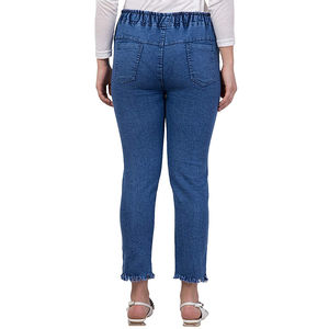 Jeans en denim slim pour femmes avec logo personnalisé, super stretch, pantalon en denim skinny, taille élastique, pantalon en denim pour femmes, taille plus, jeans bleus - Product Image 5
