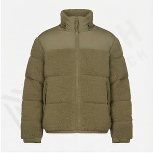 Veste bouffante en Sherpa à col haut avec logo personnalisé pour hommes manteau rembourré à capuche d'hiver haut de gamme sweat-shirt pour hommes vestes mode pour hommes - Product Image 2