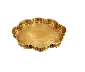 Metal Serving Tray Ornamental Dining Platter for Engagement Ceremony Festive Gathering and Reception Hall <b>Decor</b> - Product Image 5