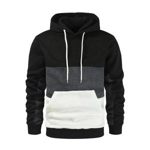 Sudadera con Capucha para Hombre, Diseño Color Block, Corte Regular, Informal, con Bolsillo, Ropa de Calle para Invierno, 100% Algodón, Transpirable, Negro y Blanco - Product Image 5