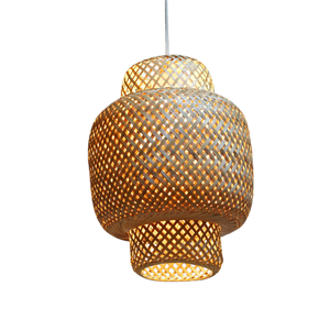 Abat-jour suspendu en bambou artisanal à 3 niveaux, lanterne en bambou tressé, couvercle de lustre, abat-jour de plafond écologique, vente en gros - Product Image 3