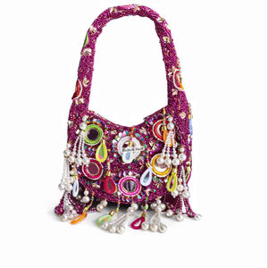 Bolso de hombro de lujo hecho a mano con cuentas para mujer, bolso de fiesta con adornos de cristal y perlas de primera calidad - Product Image 1