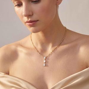 Exquisite 2.84 CTW Marquise Lab Created Diamond Necklace in 18K Yellow Gold Premium Bridal Jewelry Collection - Product Image 1