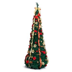 7 FT Fully Decorated Pre-lit Christmas <b>Tree</b> with 200 Warm Red Golden Lights Pop up <b>Artificial</b> Xmas <b>Tree</b> Remote Control - Product Image 1