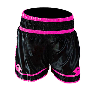 Shorts de boxe en satin personnalisés pour hommes, vente en gros, shorts de Muay Thai professionnels, taille haute, avec logo de marque - Product Image 4