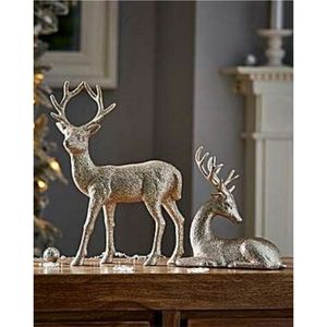 Statue de renne métallique moderne, figurine élégante de cerf debout, sculpture pour centre de table de fête, décoration pour la maison, le salon ou l'hôtel - Product Image 1