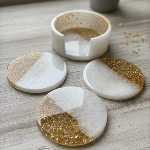 Handcrafted Classic Eco-Friendly Resin Coasters for Drinks & <b>Table</b> <b>Protection</b> - Product Image 1