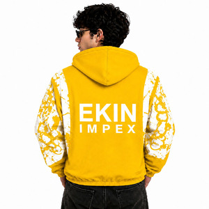 เสื้อฮู้ดสีเหลืองมัสตาร์ดสำหรับผู้ชาย Ekin Impex แฟชั่นสตรีทแวร์แบบยูนิเซ็กซ์ ซิปหน้า ทรงโอเวอร์ไซส์ ผ้าฟลีซสำหรับฤดูหนาว พร้อมโซ่โลหะ - Product Image 4