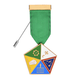 Medalla de Cruz de Malta Chapada en Oro para Oficiales de los Caballeros de Constantinopla, Insignia Masónica, Cinta Moderna de Estilo Antiguo - Product Image 3