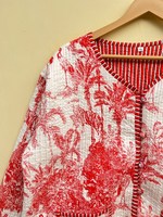 Jaket Musim Gugur Buatan Tangan India 100% Katun Ramah Lingkungan Berlapis Anti-Kerut Bernapas Cepat Kering Cetak Digital Saku Depan