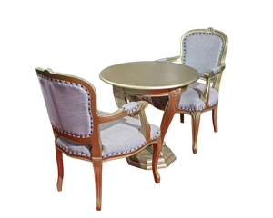 Ensemble de table basse Louis Luxury Durable de style moderne du milieu du siècle en bois massif avec 2 chaises pour le salon - Product Image 3