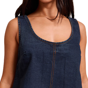 Robe midi décontractée simple pour femmes en denim délavé 100% coton Tissu confortable Échantillon gratuit Vente en gros Personnalisable Meilleure robe d'été d'hiver - Product Image 3