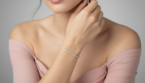 Brazalete redondo flexible de medio camino para mujer de oro de 14 quilates con pulseras y brazaletes de moda chapados en rodio de diamante natural 3.00Ctw - Product Image 6