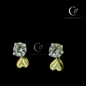 Pendientes de Diamantes Redondos con Corte Brillante CARATLEAF, Chapados en Oro de 18K, Engaste de Garra, Certificación IGI, Forma de Corazón, Clásicos para Uso Diario - Product Image 1