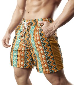 Men Casual <b>Shorts</b> Tropical Print Elastic Waist Drawstring Summer Beach Holiday Colorful Lightweight White top mens summer beach - Product Image 3