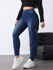 Jeans Extra Grandes para Mujer, Jeans Elásticos de Mezclilla, Pantalones y Jeans de Talla Grande para Mujer, Ropa de Mujer, Jeans Ajustados de Lavado Claro - Product Image 3