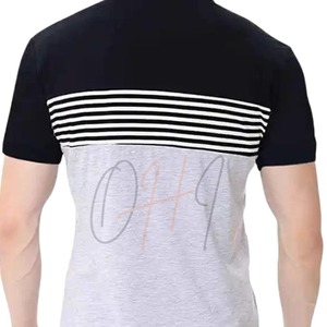 T-shirt décontracté pour homme à manches courtes, surdimensionné, avec panneaux tie-dye, col rond, 100% coton, été - Product Image 3
