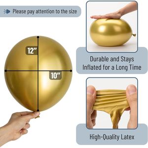 Confezione da 54 Palloncini Dorati Metallizzati da 12 Pollici, Palloncini di Qualità per Decorazioni Festive - Product Image 3