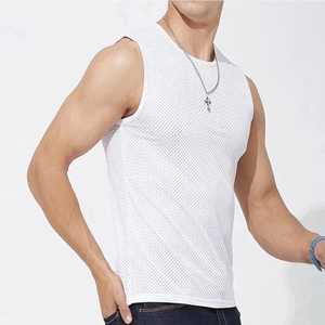 Men's ice silk mesh tanktop gym <b>stringer</b> fitness <b>vest</b> sleeveless muscle shirt transparent bodybuilding - Product Image 3